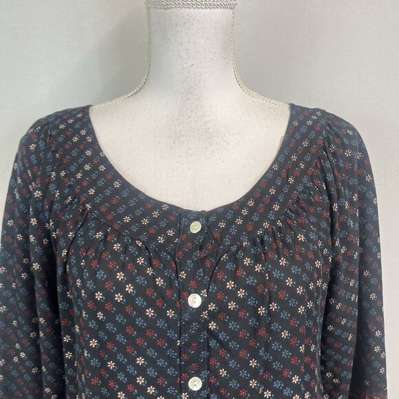 Lucky Brand Dress size Small Black Red Blue Floral Boho Peasant Prairie Knee - Picture 4 of 10